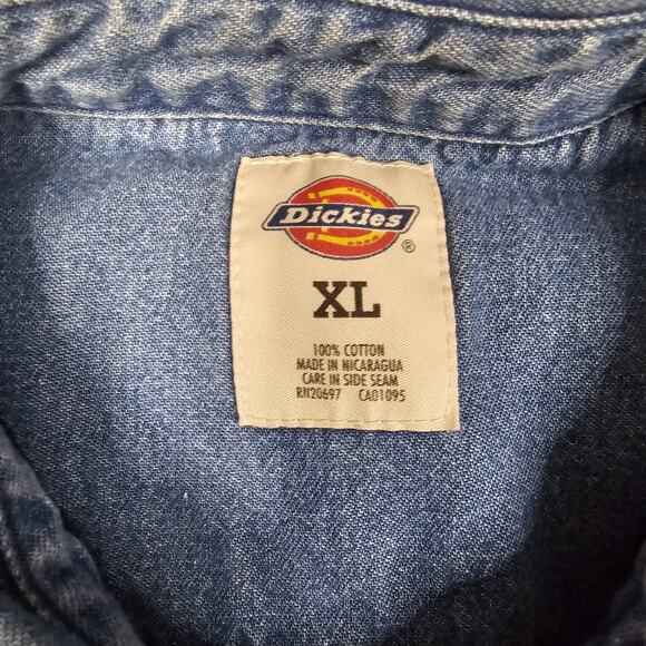 Vintage Dickies Shirt XL Denim Workwear 90s Y2K Americana Retro Outdoors Biker - Picture 8 of 12